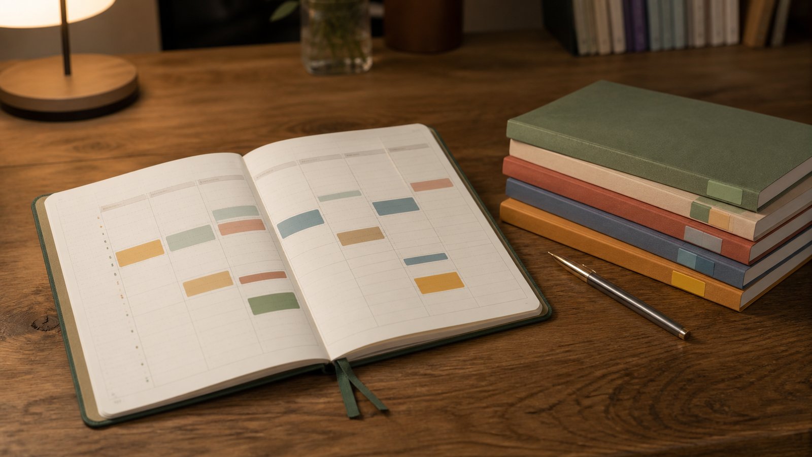 A study planner with separate blocks for different subjects, representing a subject-matched study routine